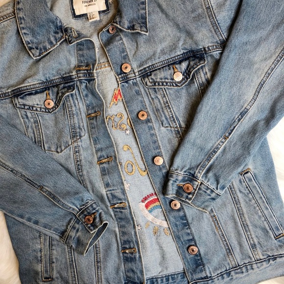 Forever 21 Cosmic World Denim Jacket - Picture 2 of 5